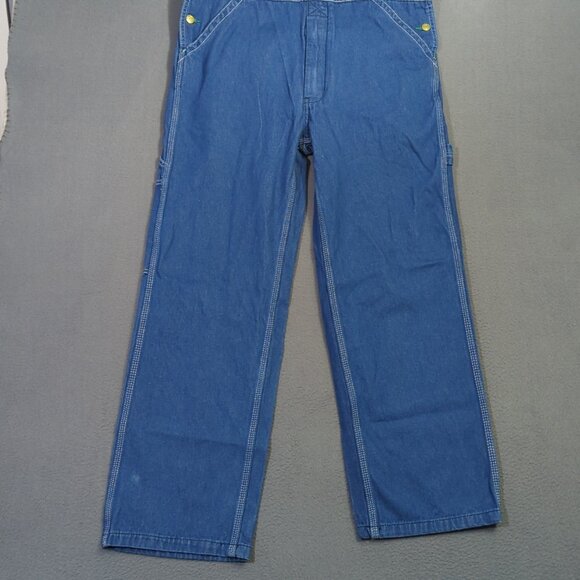 Liberty Denim Bib Overalls Men's 34x30 Blue Carpenter Loop Uneven Inseam Length - Picture 2 of 14